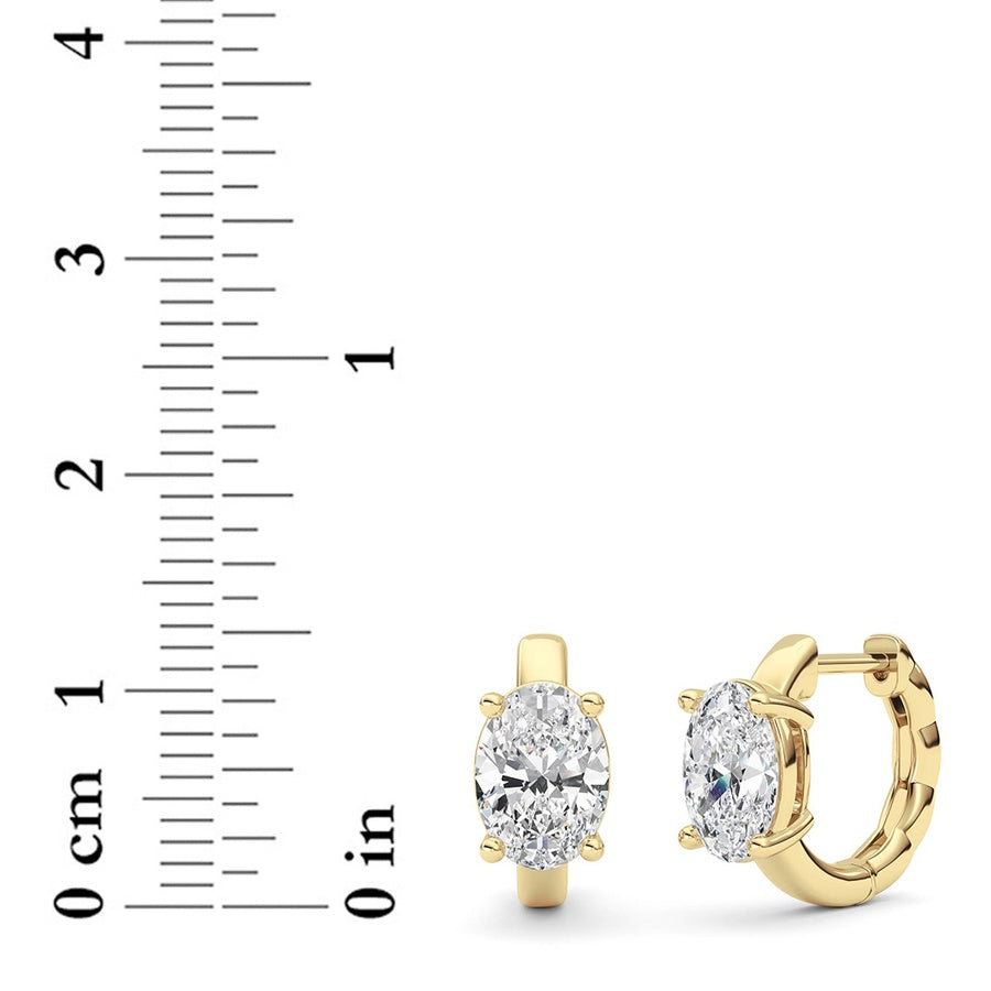 Oval Shape Huggie Earrings lab grown diamond