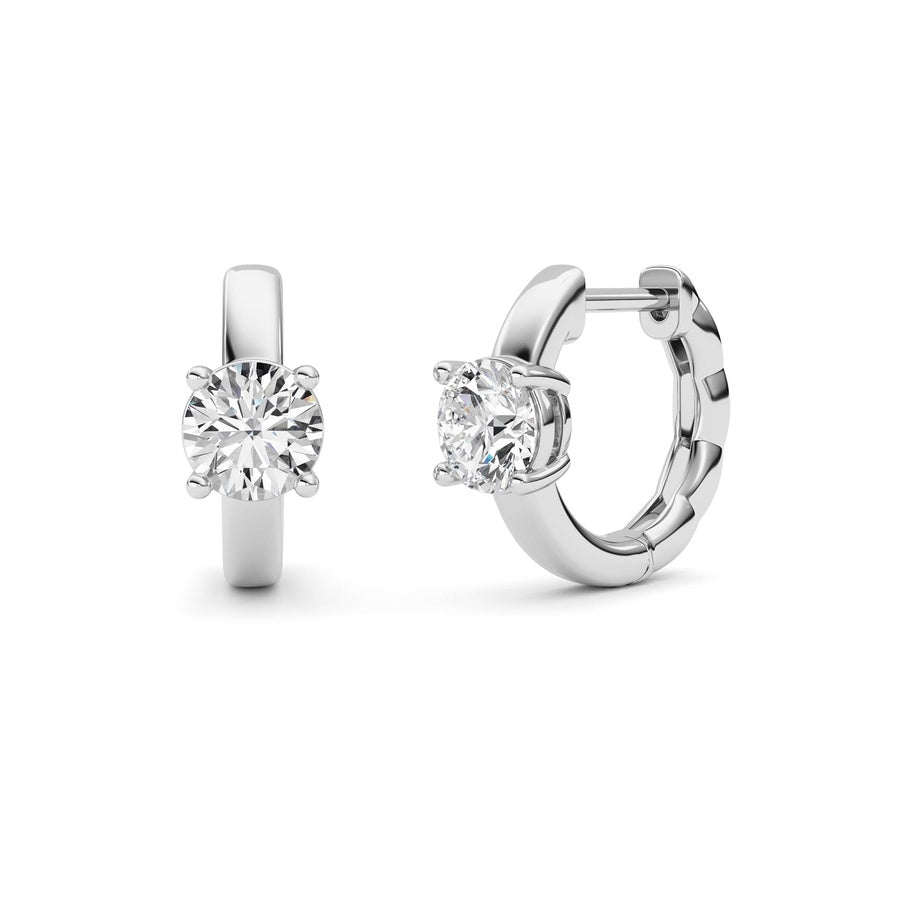 1Cttw Round Shaped Lab Grown Diamond (F/VS ) Huggie Earrings in 14K Gold