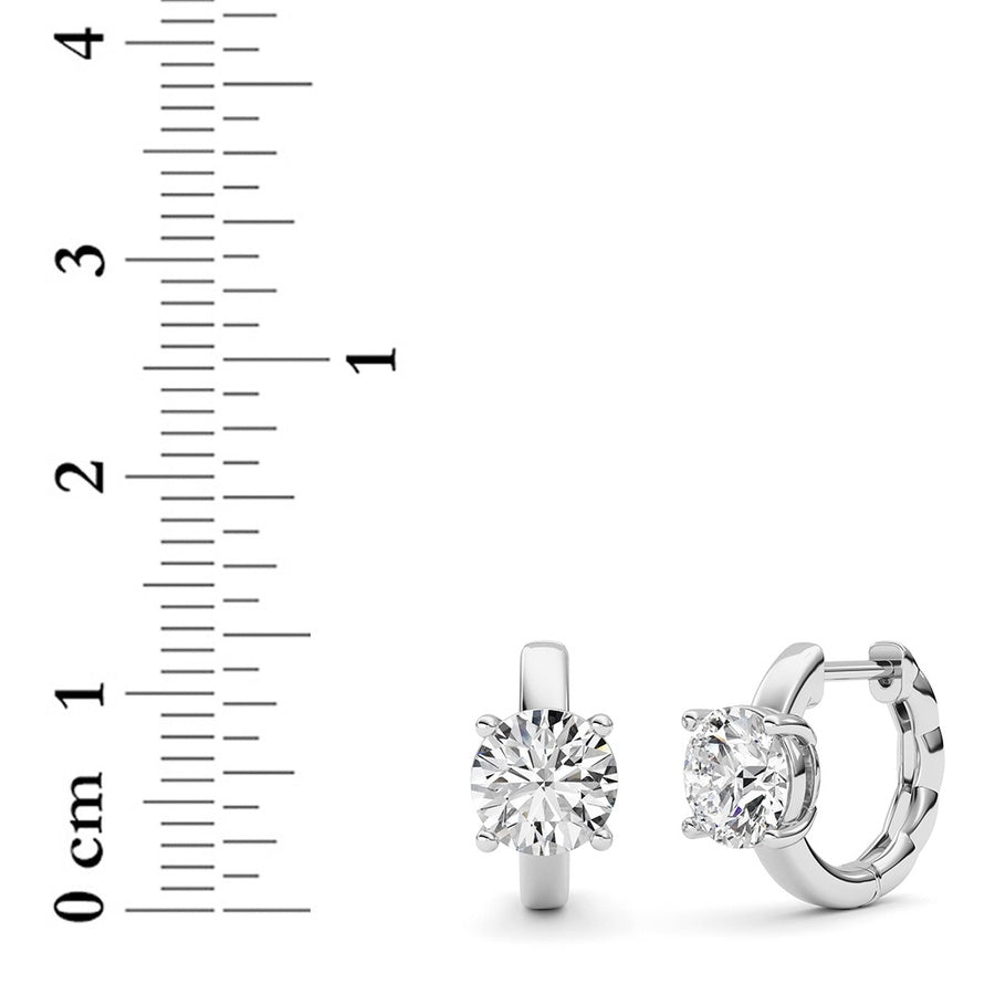 2Cttw Round Shaped Lab Grown Diamond (F/VS ) Huggie Earrings in 14K Gold