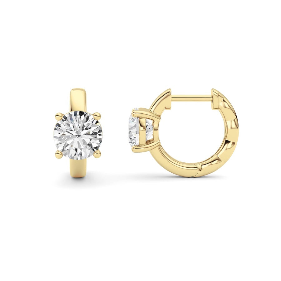 2Cttw Round Shaped Lab Grown Diamond (F/VS ) Huggie Earrings in 14K Gold