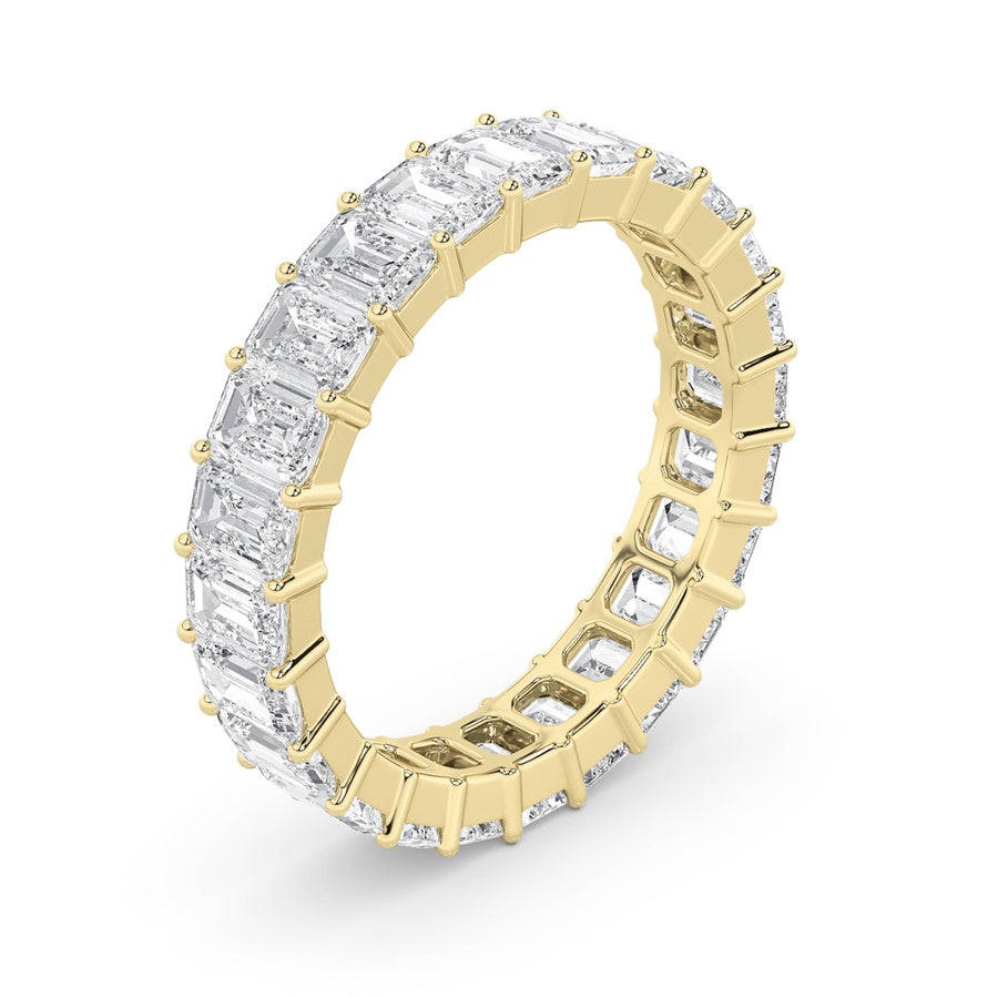 2.9Cttw Emerald Shaped Lab Grown Diamond Split Prong Eternity Ring in 14K Gold (F/VS)