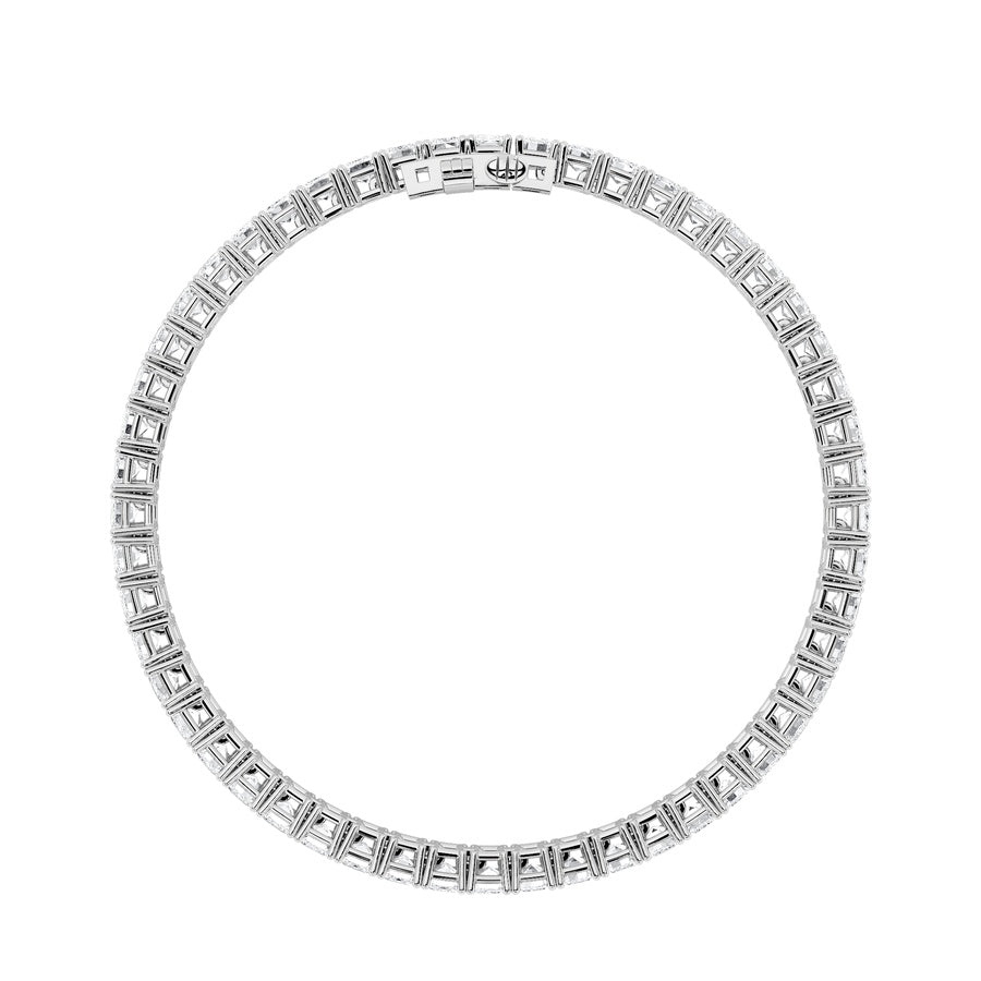 12.5Cttw Emerald Shaped Lab Grown Diamond (F/VS) East West Line Bracelet in 14K Gold