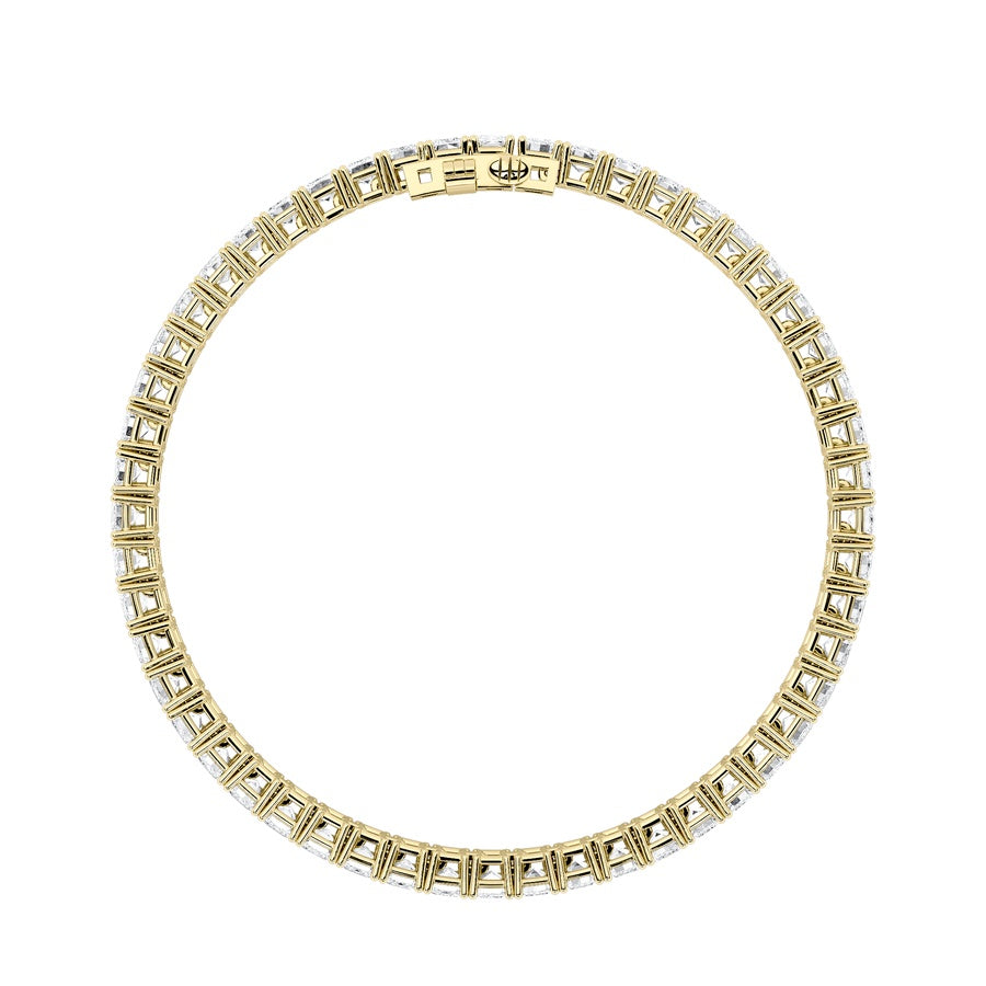 12.5Cttw Emerald Shaped Lab Grown Diamond (F/VS) East West Line Bracelet in 14K Gold