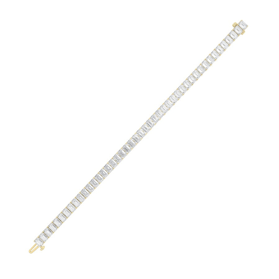 18.5Cttw Emerald Shaped Lab Grown Diamond (F/VS) East West Line Bracelet in 14K Gold