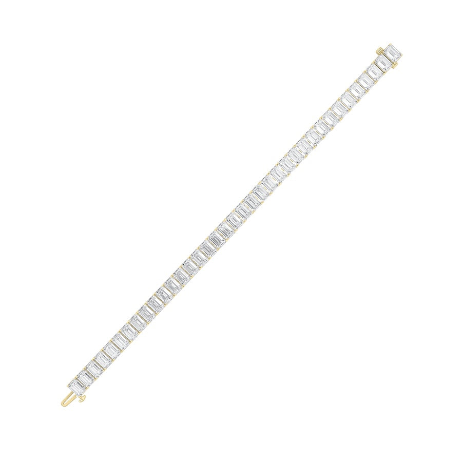 21.5Cttw Emerald Shaped Lab Grown Diamond (F/VS) East West Line Bracelet in 14K Gold
