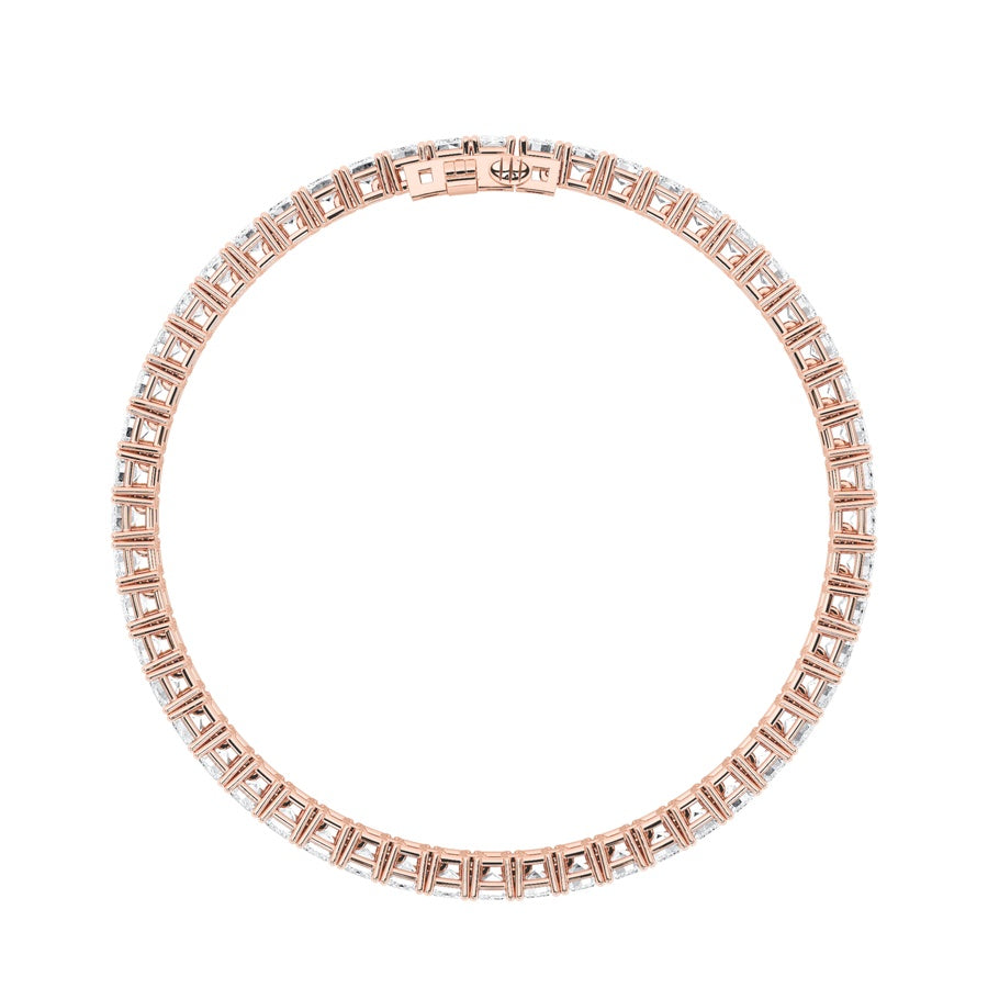 12.5Cttw Emerald Shaped Lab Grown Diamond (F/VS) East West Line Bracelet in 14K Gold