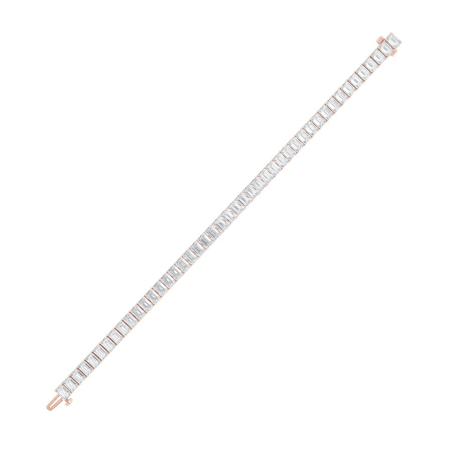 18.5Cttw Emerald Shaped Lab Grown Diamond (F/VS) East West Line Bracelet in 14K Gold