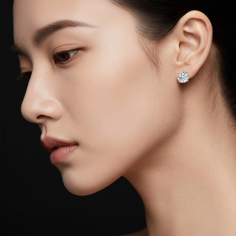 Model wearing earrings