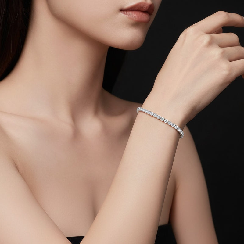 Model wearing oval bracelet