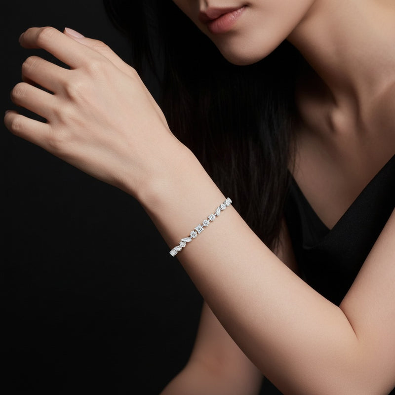 Model wearing mix north south bracelet