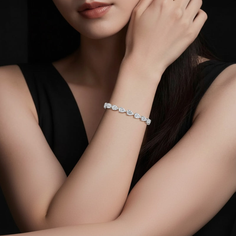 Model wearing pear bolo bracelet