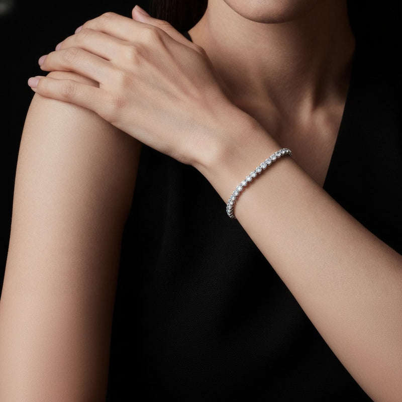Model wearing round bolo bracelet