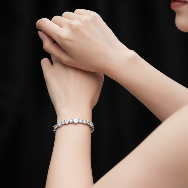 Model wearing pear bolo bracelet