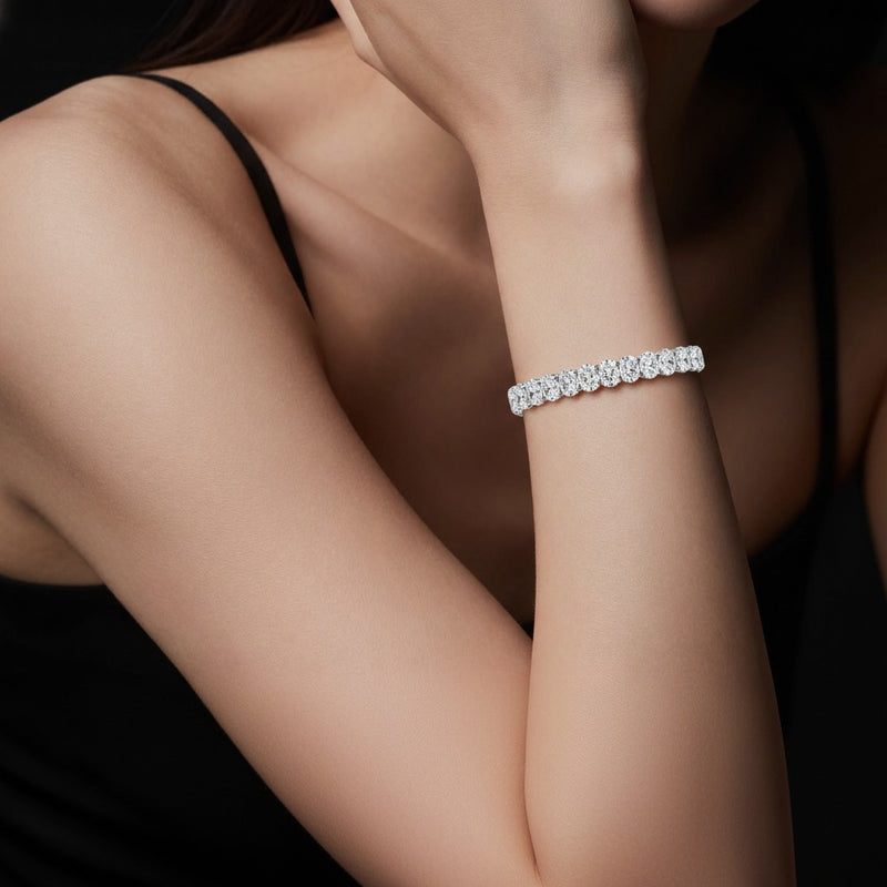 24Cttw Oval Shaped Lab Grown Diamond (F/VS) East West Line Bracelet in 14K Gold