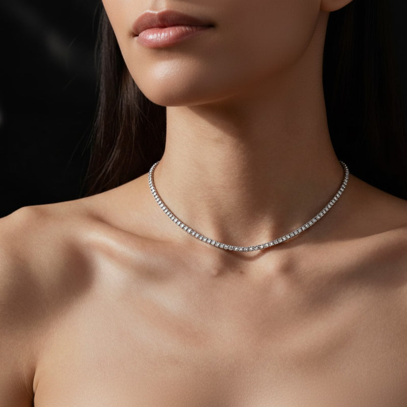 Model wearing necklace