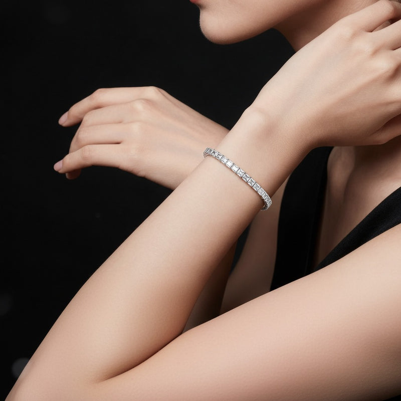 Model wearing radiant east west line bracelet