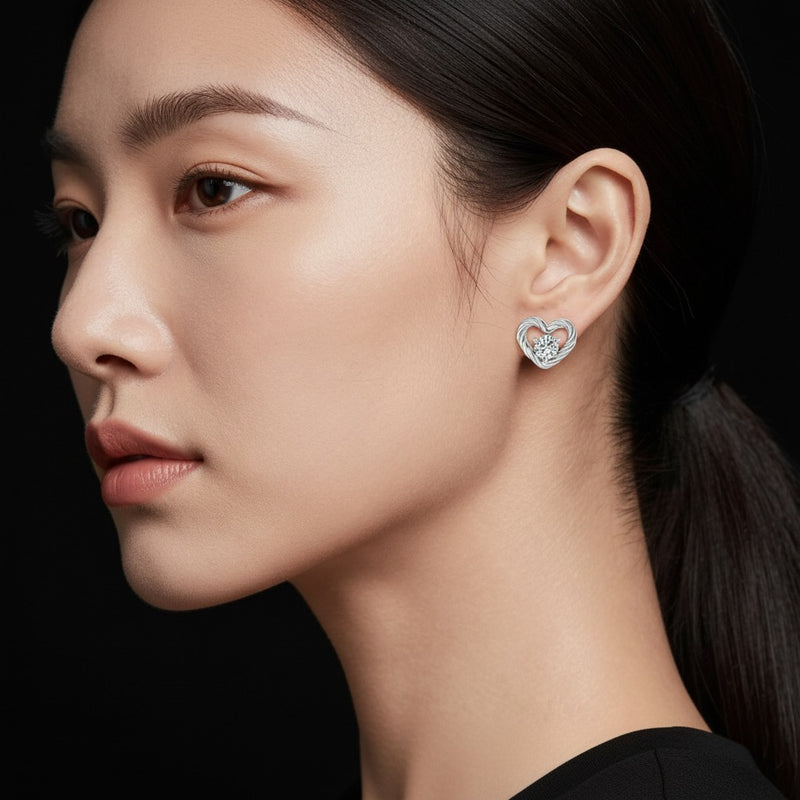 Model wearing earrings