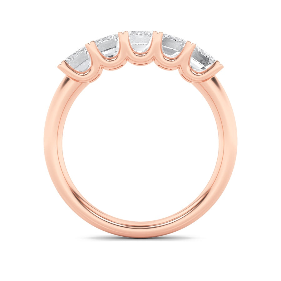 Emerald Shape Five Stone Band Ring lab grown diamond