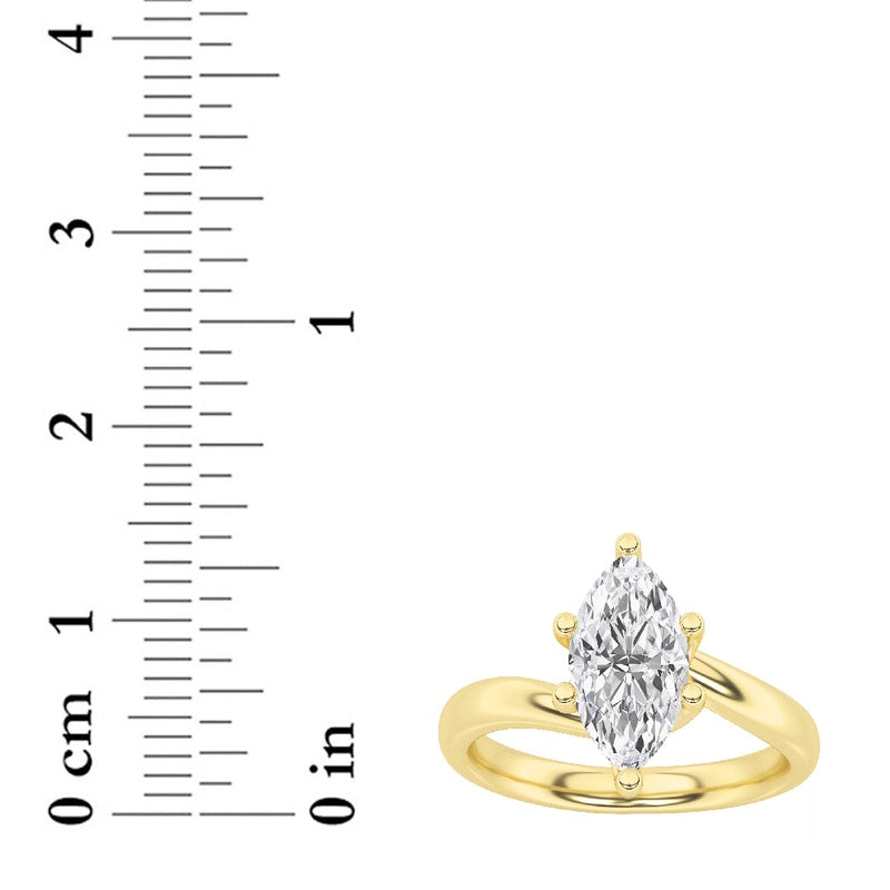 2CTW Marquise Shaped Lab Grown Diamond (F/VS) Ring in 14K White Gold