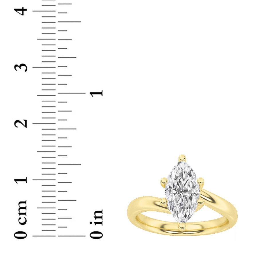 2CTW Marquise Shaped Lab Grown Diamond (F/VS) Ring in 14K White Gold