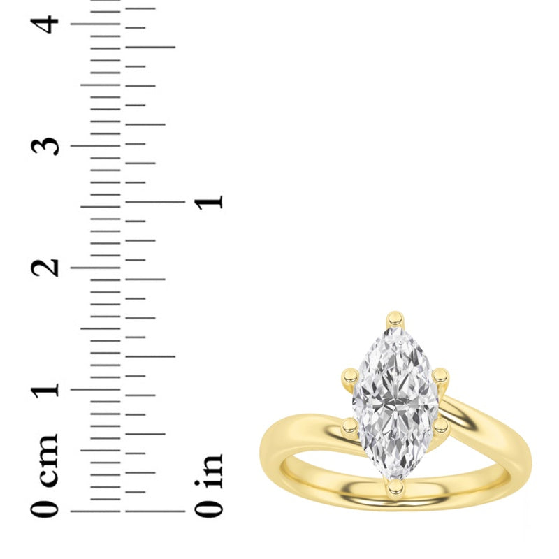 3CTW Marquise Shaped Lab Grown Diamond (F/VS) Ring in 14K White Gold
