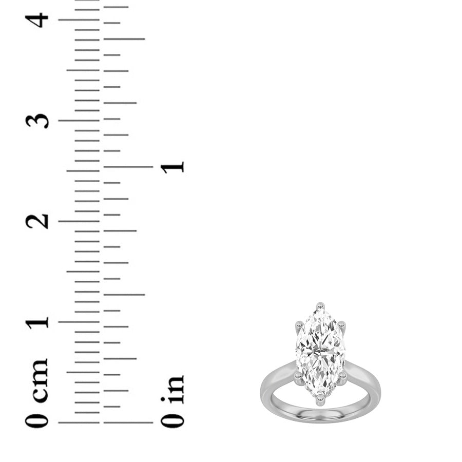 4CTW Marquise Shaped Lab Grown Diamond (F/VS) Ring in 14K White Gold