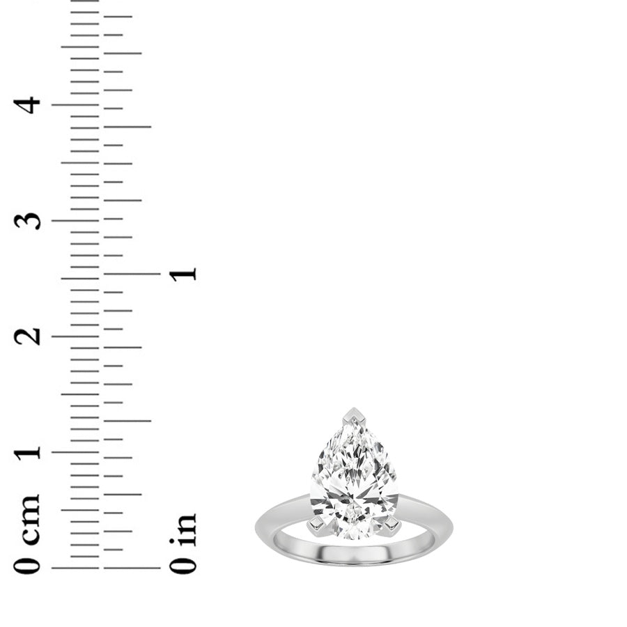 3CTW Pear Shaped Lab Grown Diamond (F/VS) Ring in 14K White Gold