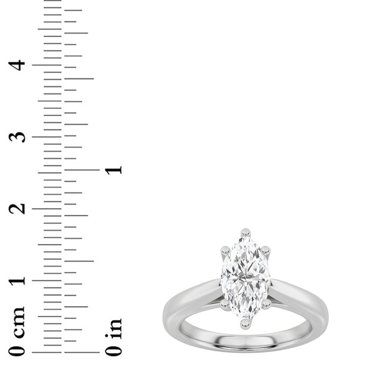 3CTW Marquise Shaped Lab Grown Diamond (F/VS) Ring in 14K White Gold