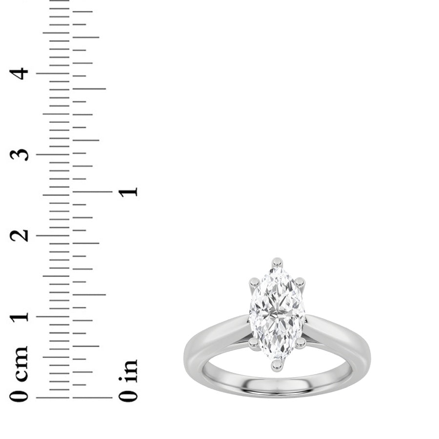 3CTW Marquise Shaped Lab Grown Diamond (F/VS) Ring in 14K White Gold