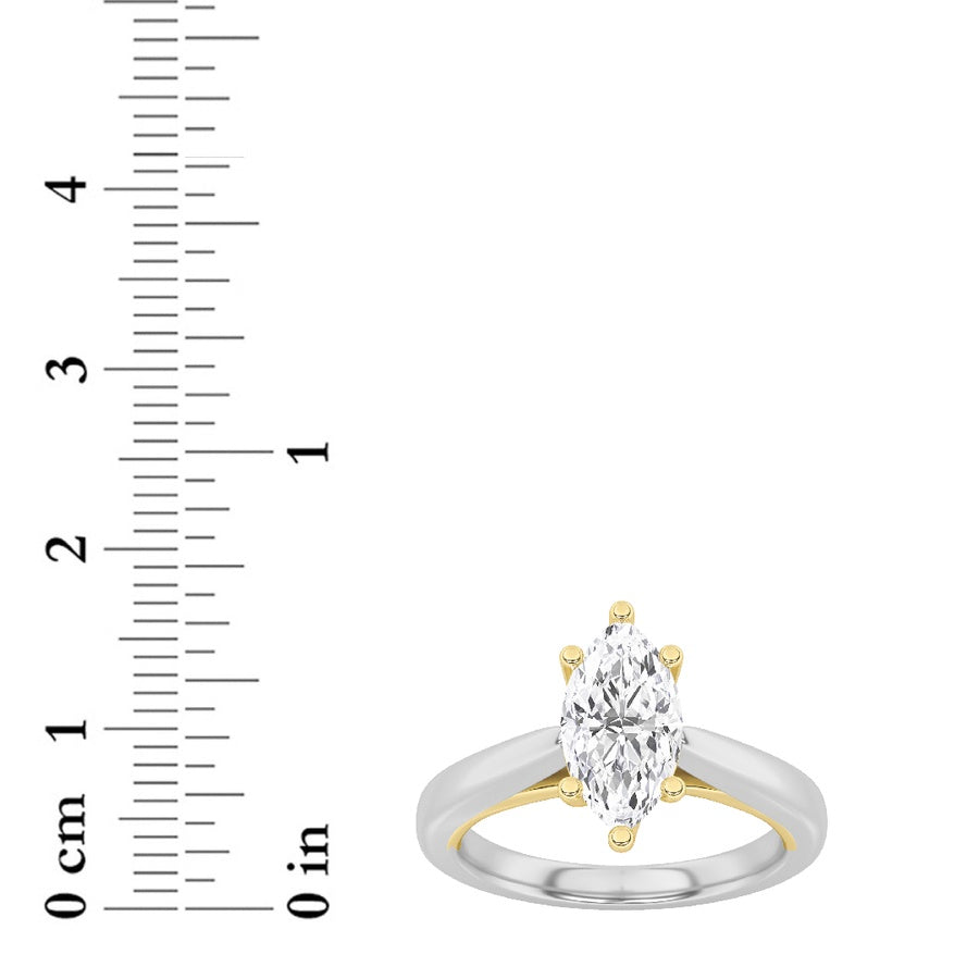 3CTW Marquise Shaped Lab Grown Diamond (F/VS) Ring in 14K White Gold