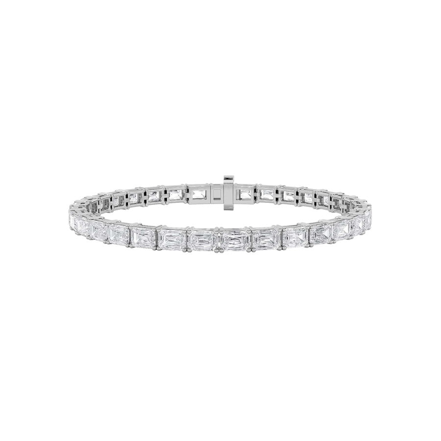13Cttw Emerald Shaped Lab Grown Diamond (F/VS) Classic Line Bracelet in 14K Gold