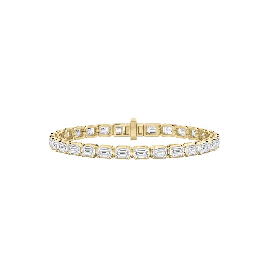 10Cttw Emerald Shaped Lab Grown Diamond (F/VS) Tennis Bracelet in 14K Gold