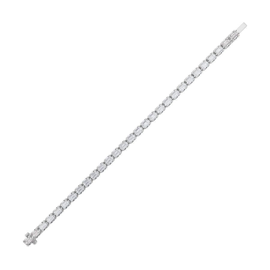 12Cttw Emerald Shaped Lab Grown Diamond (F/VS) Tennis Bracelet in 14K Gold