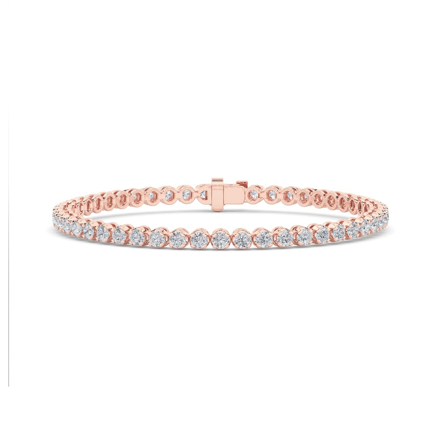 3Cttw Round Shaped Lab Grown Diamond (F/VS) TennisBracelet in 14K Gold