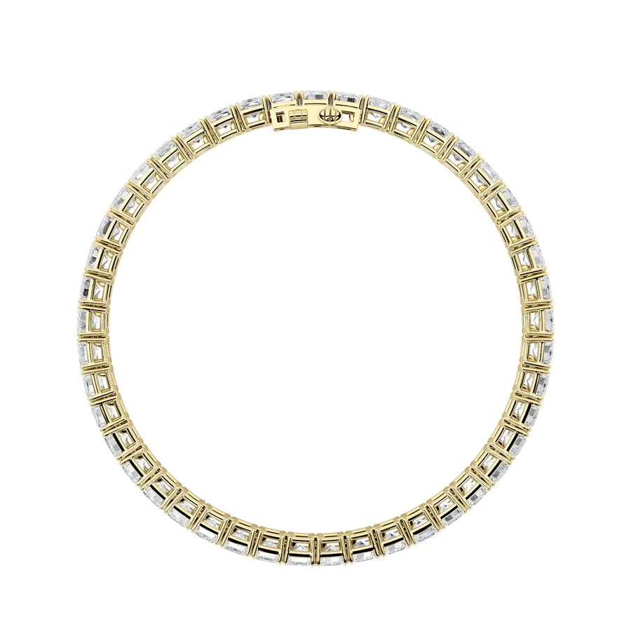 18.5Cttw Emerald Shaped Lab Grown Diamond (F/VS) East West Line Bracelet in 14K Gold