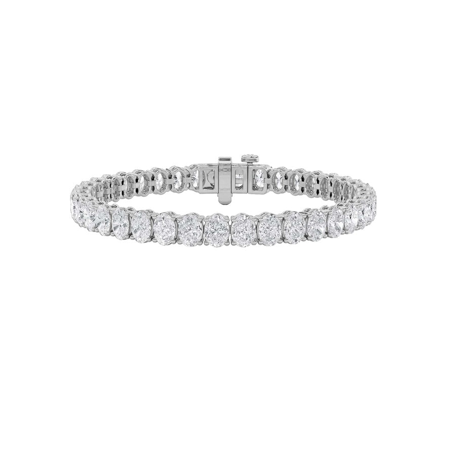 16.5Cttw Oval Shaped Lab Grown Diamond (F/VS) EastWest Line Bracelet in 14K Gold