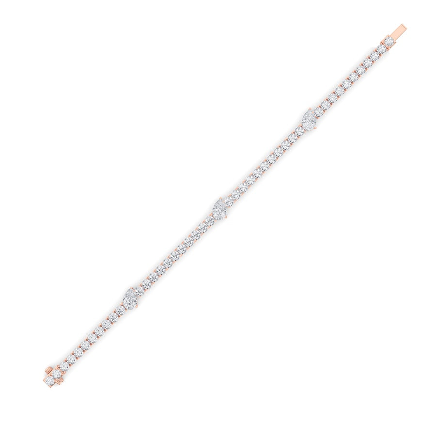 10Cttw Pear Shaped Lab Grown Diamond (F/VS) East West Station Bracelet in 14K Gold