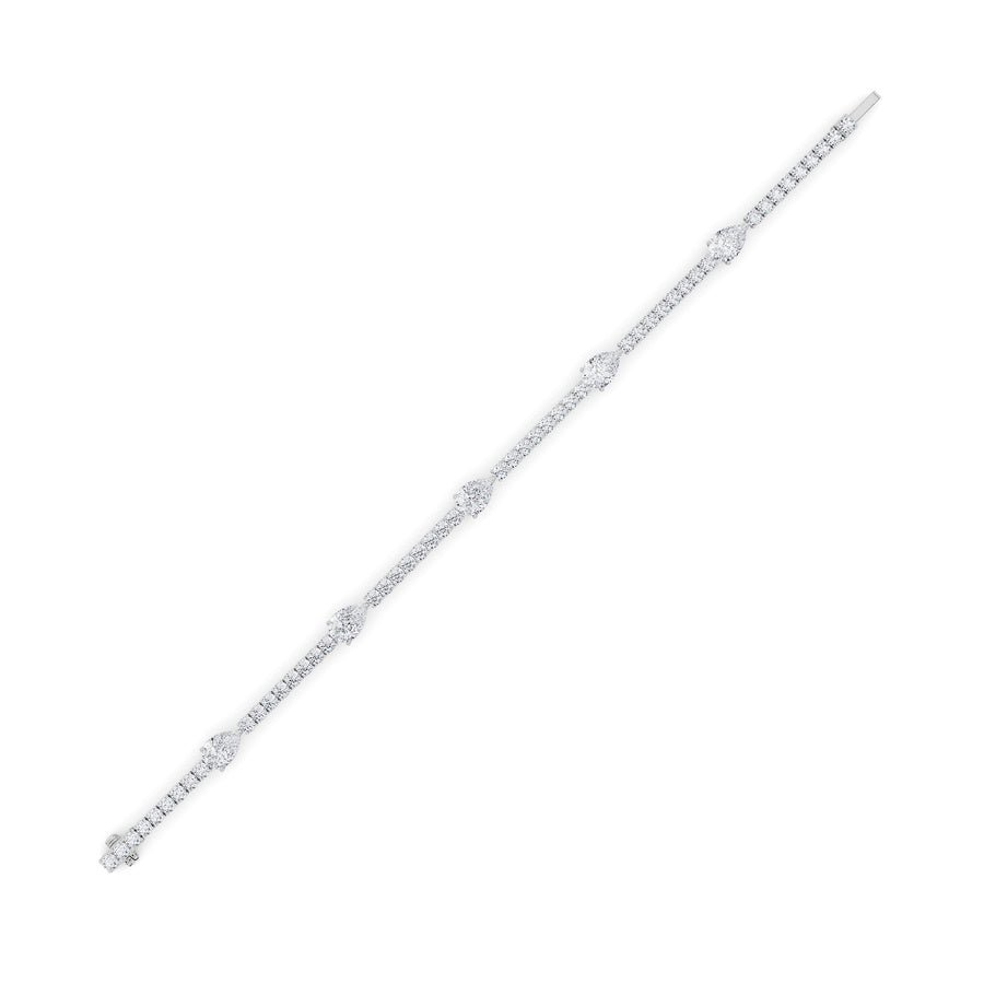 6Cttw Pear Shaped Lab Grown Diamond (F/VS) East West Station Bracelet in 14K Gold