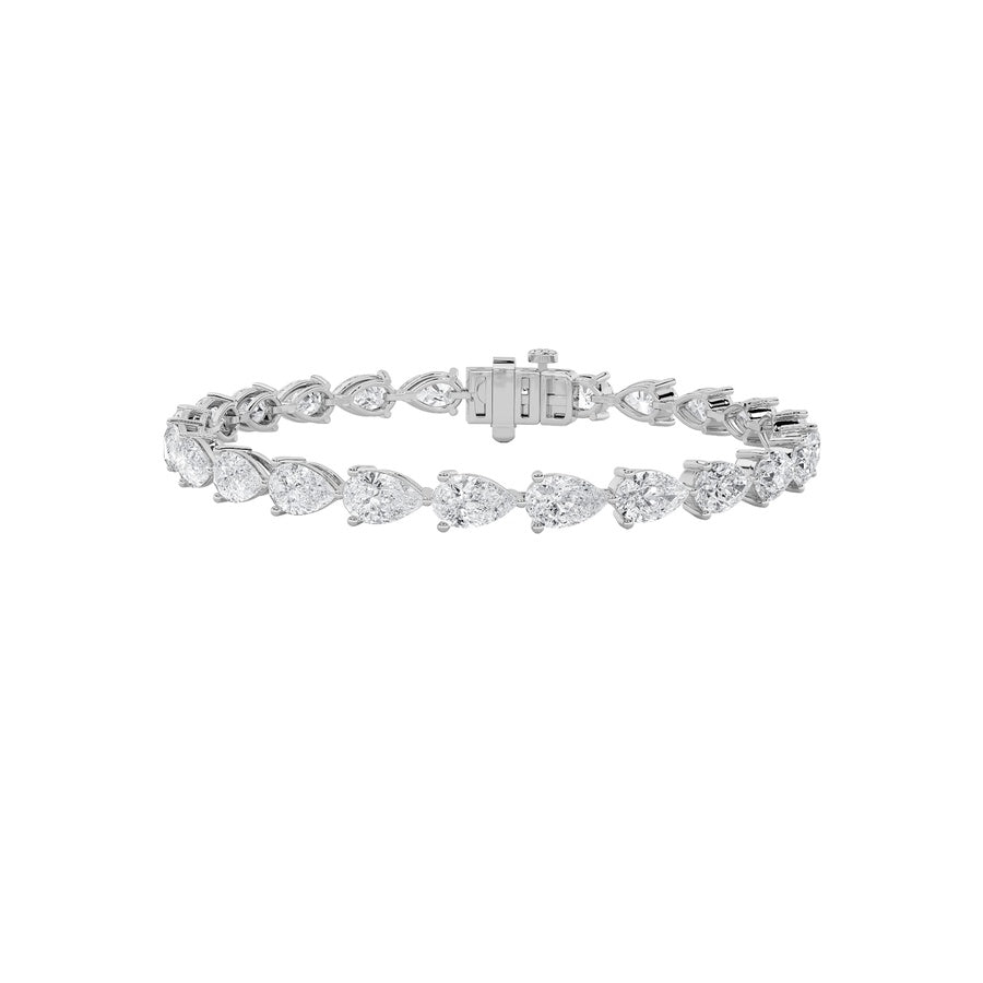 10Cttw Pear Shaped Lab Grown Diamond (F/VS) FancyLine Bracelet in 14K Gold