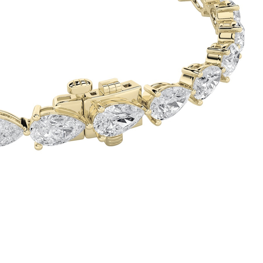 10Cttw Pear Shaped Lab Grown Diamond (F/VS) FancyLine Bracelet in 14K Gold