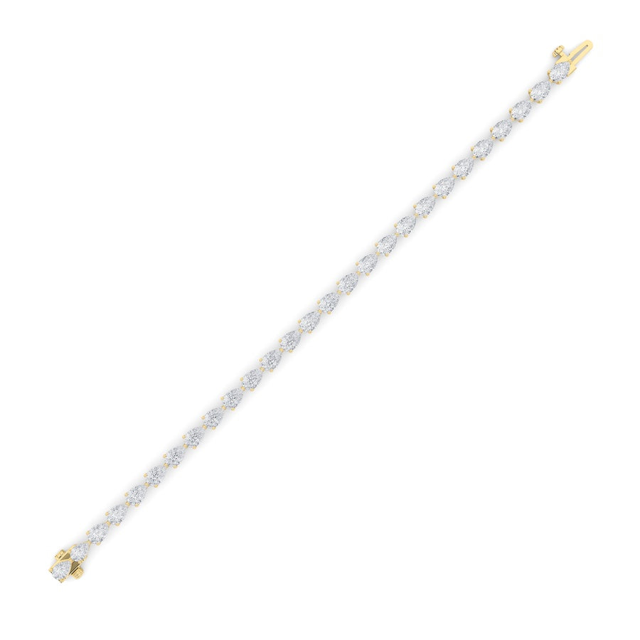 7Cttw Pear Shaped Lab Grown Diamond (F/VS) Fancy Line Bracelet in 14K Gold
