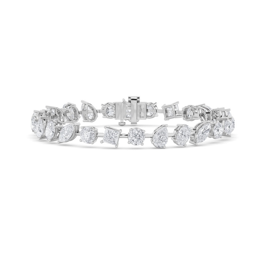 10.5Cttw Mix Shaped Lab Grown Diamond (F/VS) NorthSouth Bracelet in 14K Gold