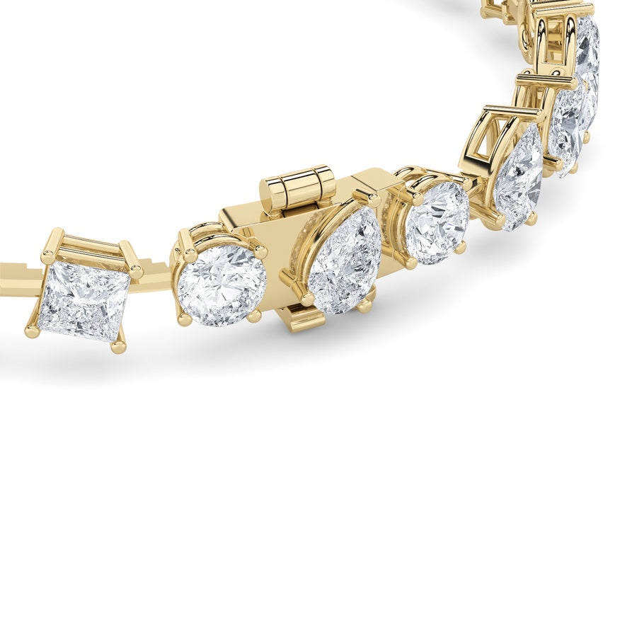 10.5Cttw Mix Shaped Lab Grown Diamond (F/VS) NorthSouth Bracelet in 14K Gold