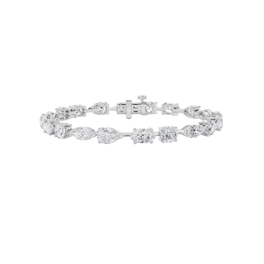 12Cttw Mix Shaped Lab Grown Diamond East & West Bracelet in 14K Gold (F/VS)
