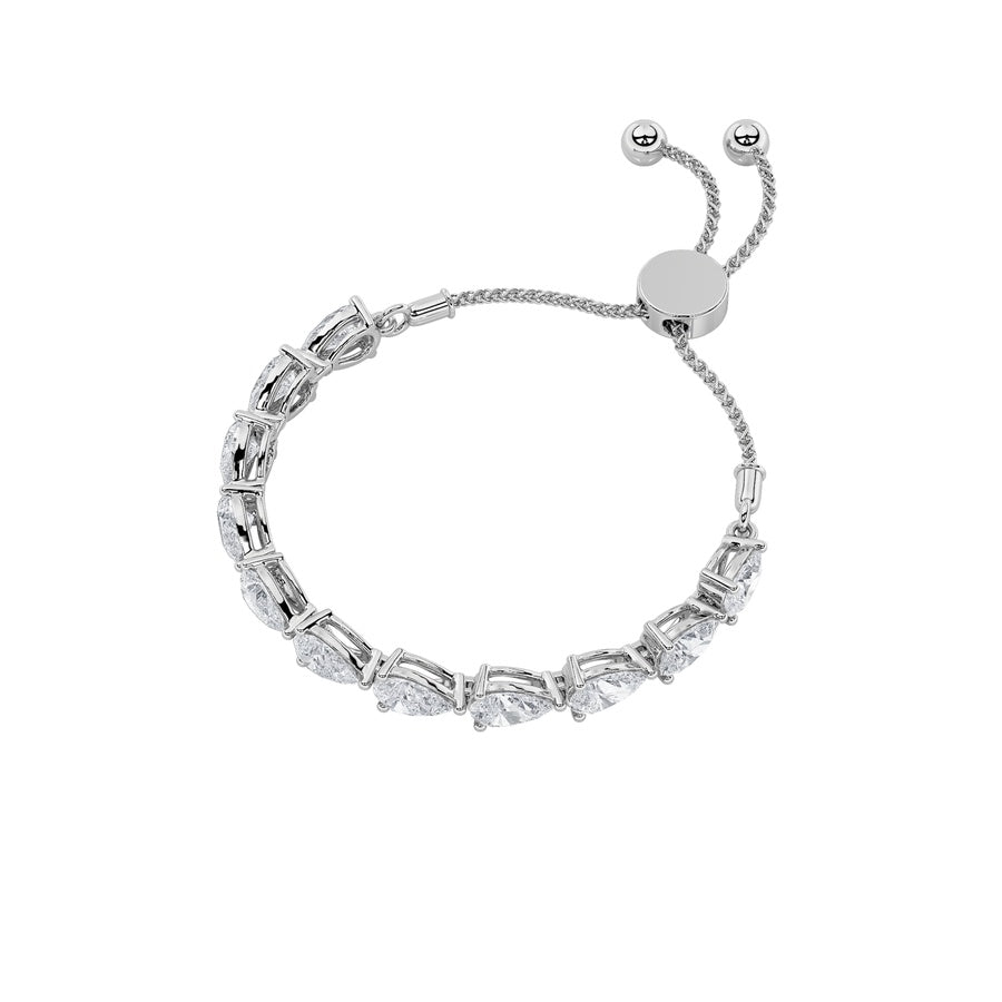 3.5Cttw Pear Shaped Lab Grown Diamond (F/VS) BoloBracelet in 14K Gold