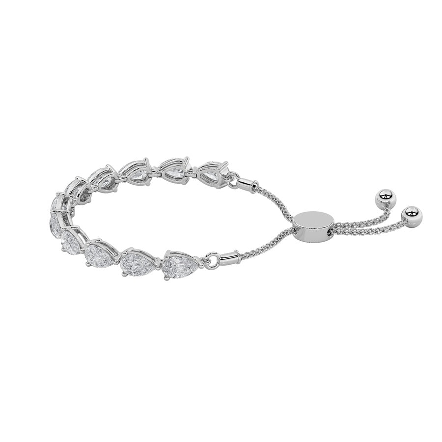3.5Cttw Pear Shaped Lab Grown Diamond (F/VS) BoloBracelet in 14K Gold