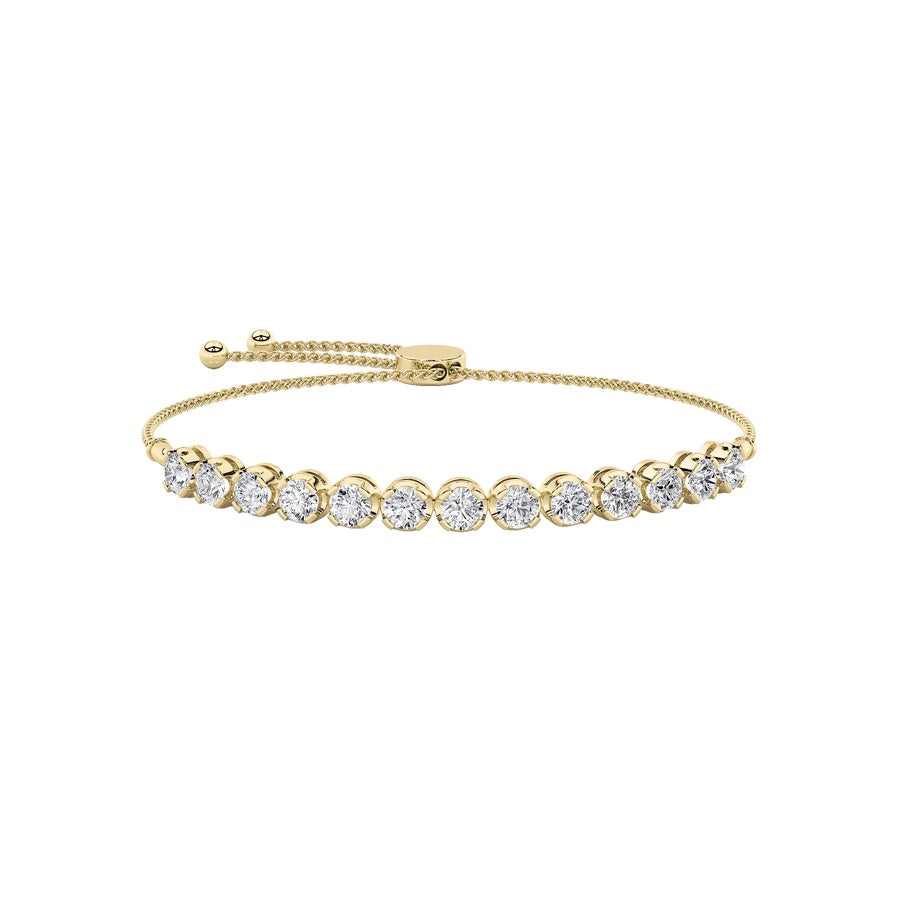 2.5Cttw Round Shaped Lab Grown Diamond (F/VS) BoloBracelet in 14K Gold