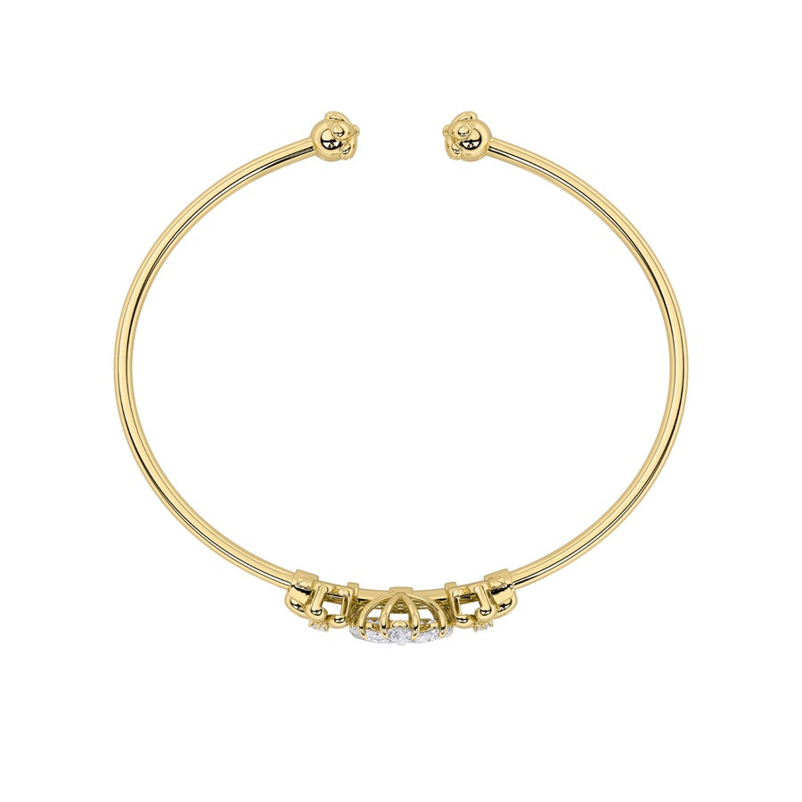 1.5Cttw Pear Shaped Lab Grown Diamond (F/VS) FancyFlower Bangle Bracelet in 14K Gold