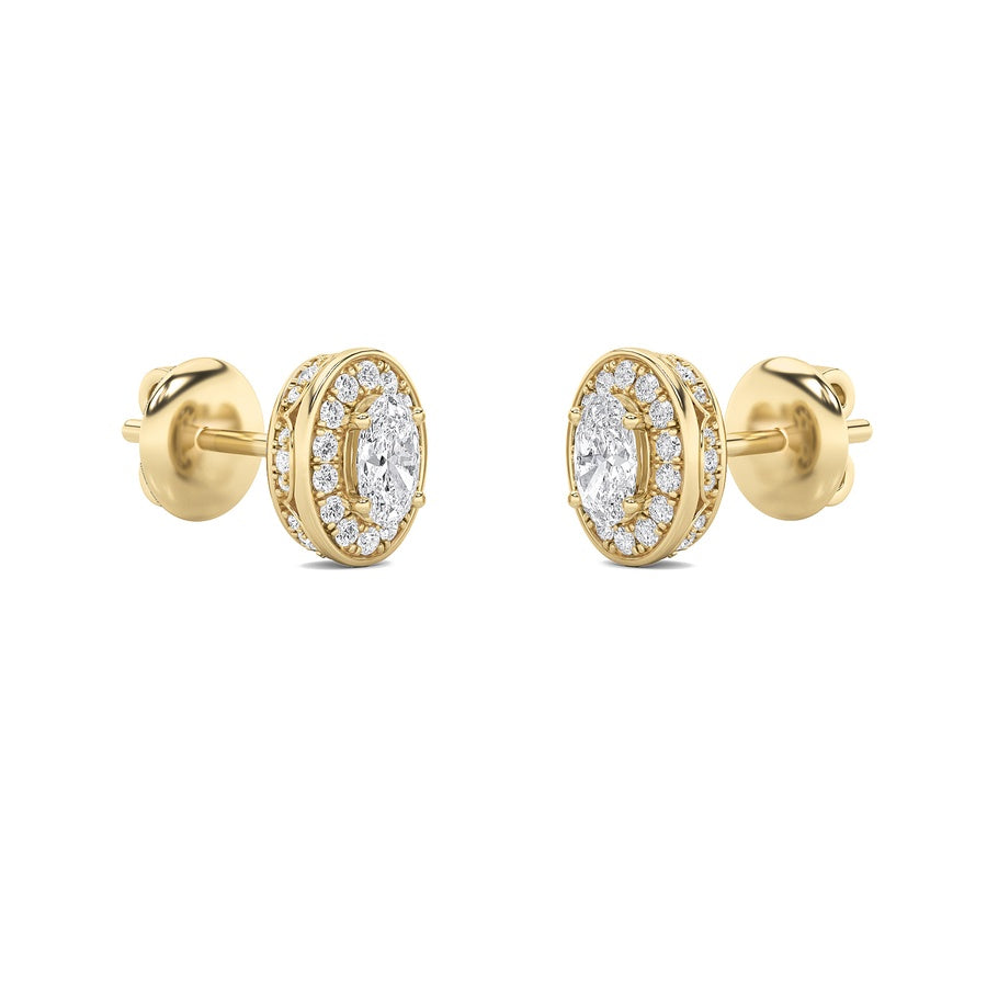 Oval Shape Halo Stud Earrings lab grown diamond