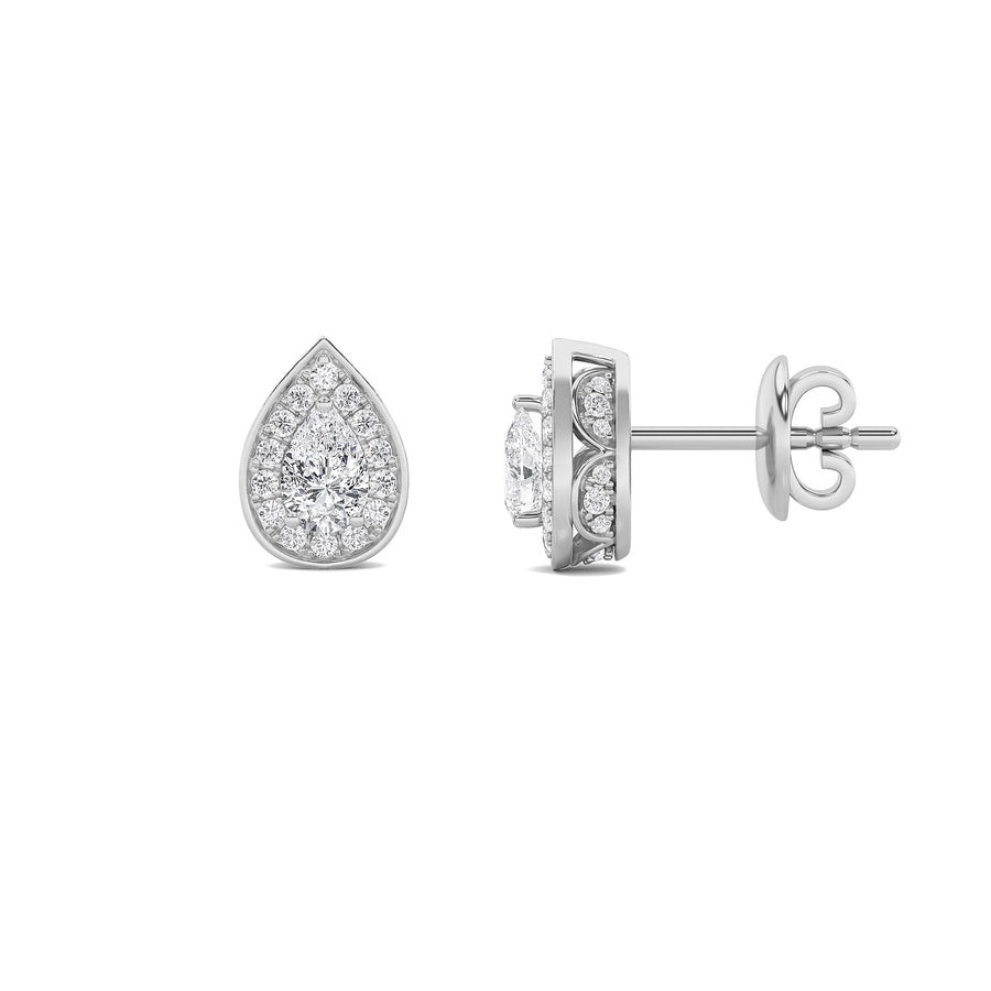 Pear Shape Lab Grown Diamond F Vvs Halo Stud Earrings lab grown diamond